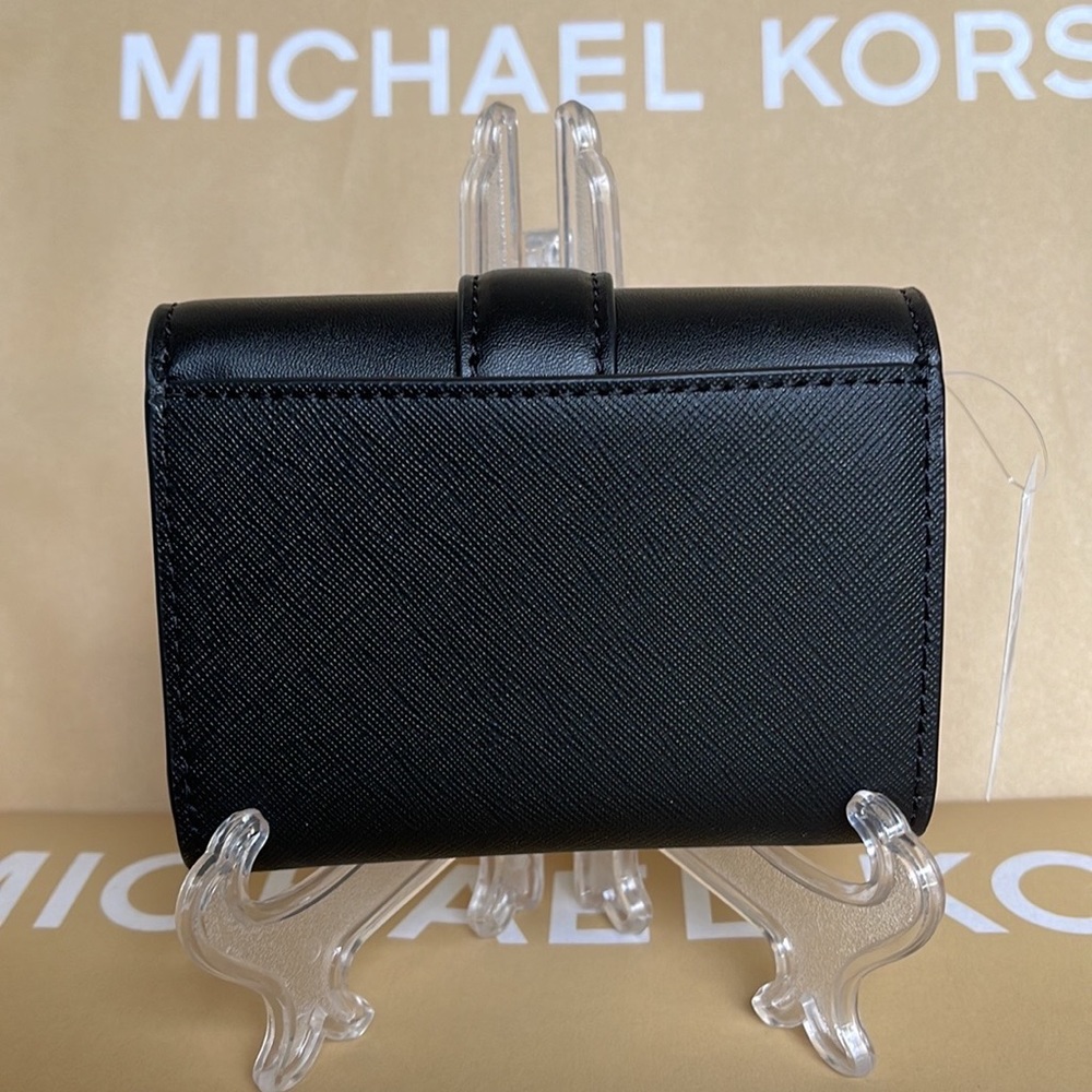 MICHAEL KORS CARMEN MEDIUM LOGO AND FAUX LEATHER WALLET BLACK - Picture 6 of 16
